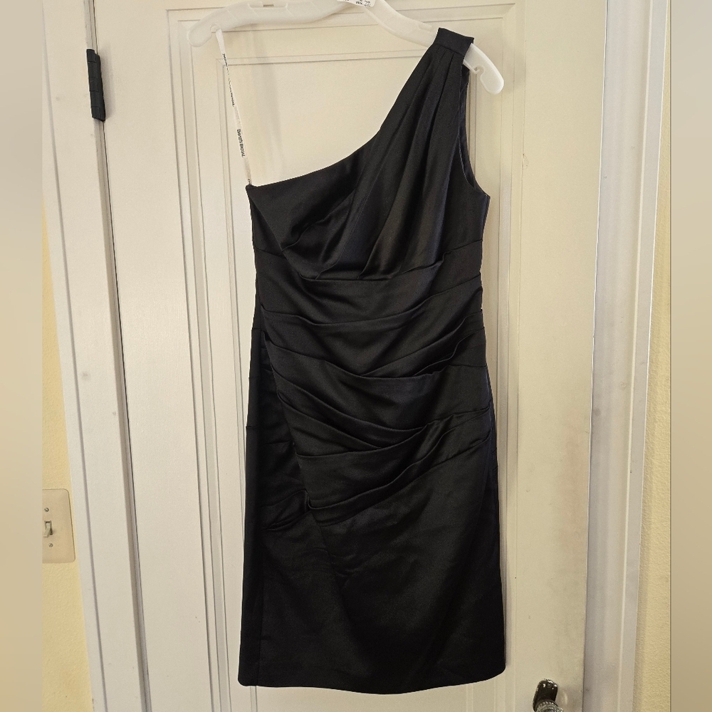 David's Bridal Black One-Shoulder Dress Size 4